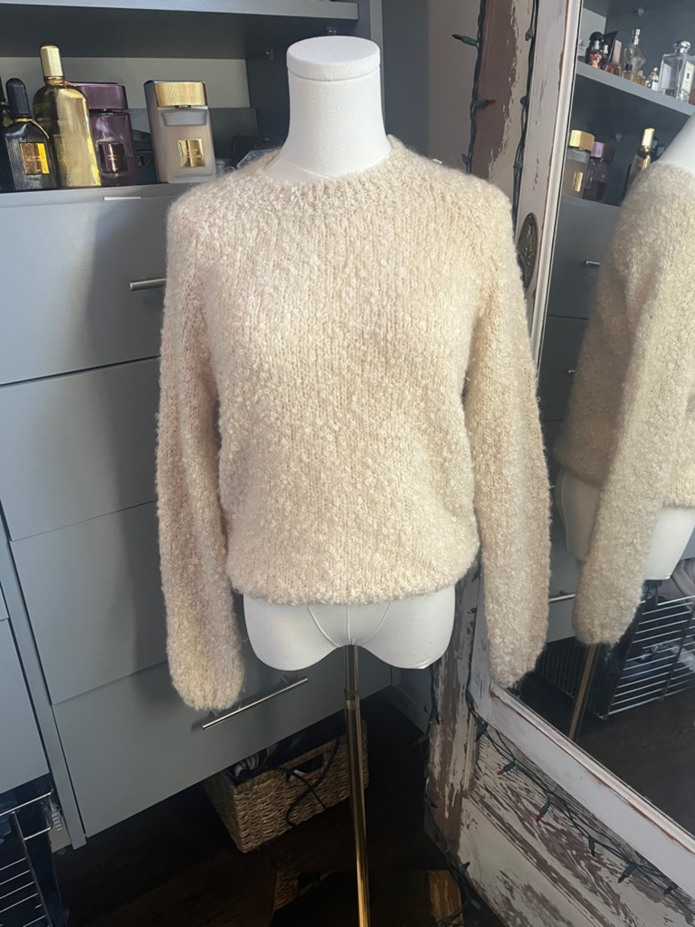 Prada Cream Textured Crewneck Sweater
